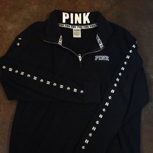 Black VS PINK pullover half zip hoodie with pocket